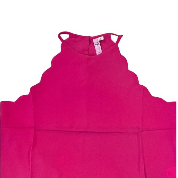 NWT Francesca's Alya Fuchsia Pink Scallop Sleeves Front Tie Tank Top - SIZE S - Picture 6 of 9